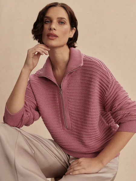 Tara Pointelle Half-Zip Sweater by Varley