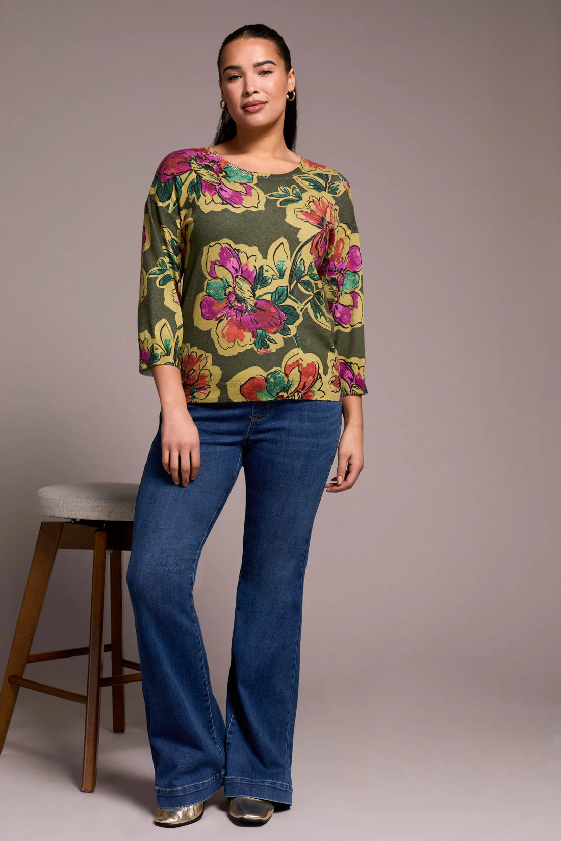Light Weight Floral Print Sweater by Tribal
