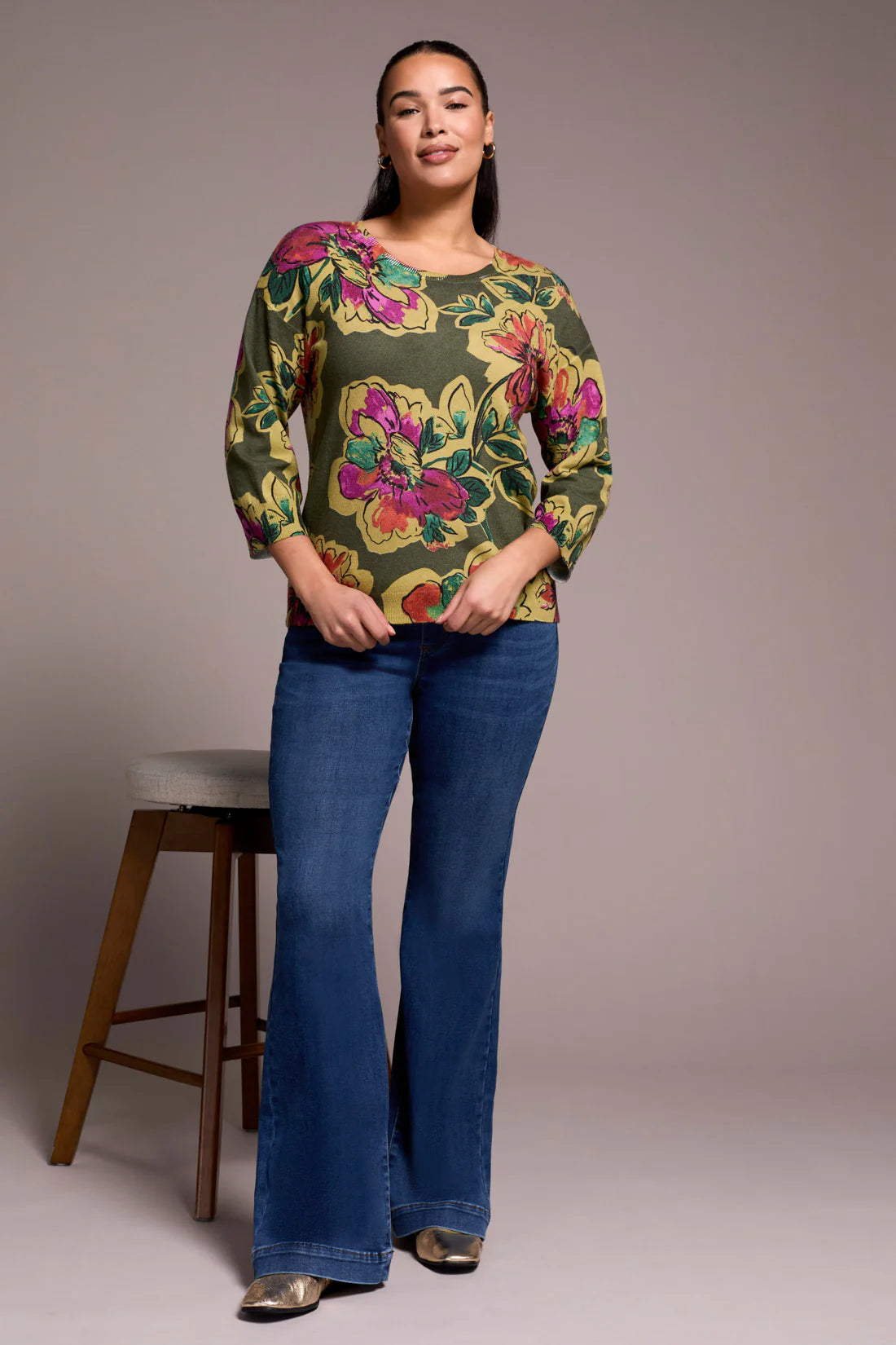 Light Weight Floral Print Sweater by Tribal