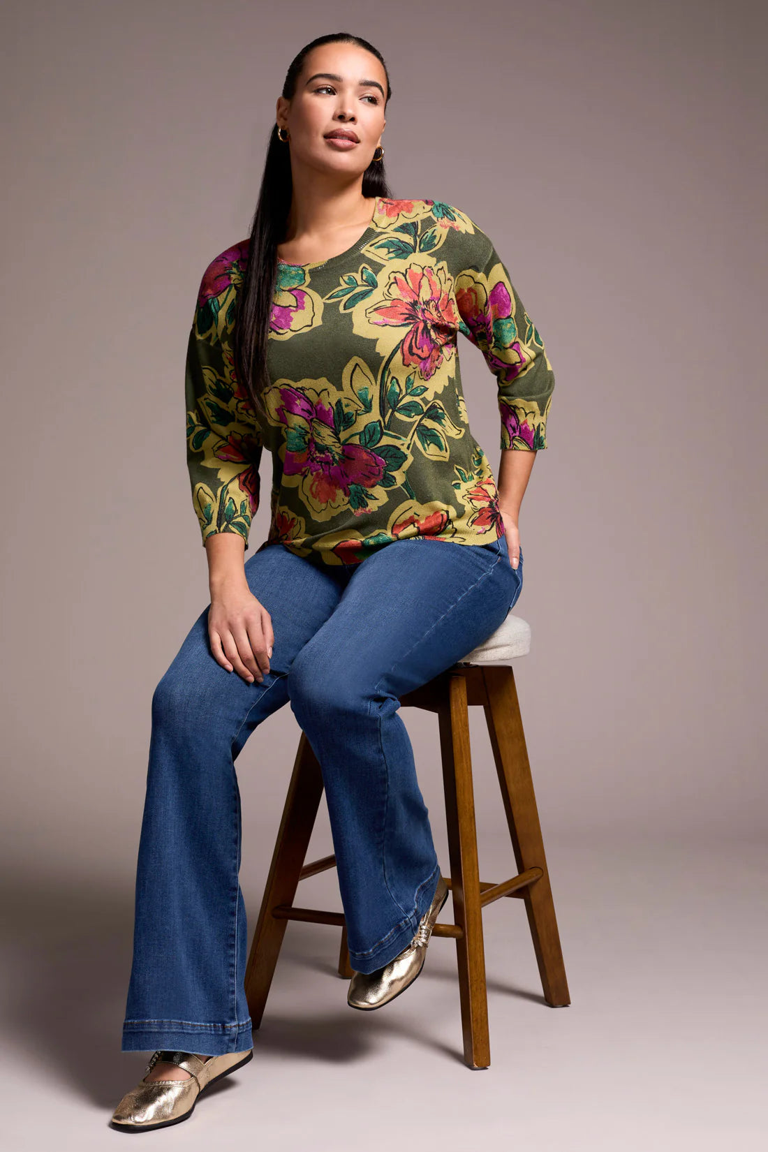 Light Weight Floral Print Sweater by Tribal