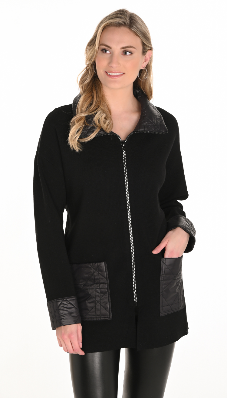 Knit Jacket with Rhinestone Zipper by Frank Lyman