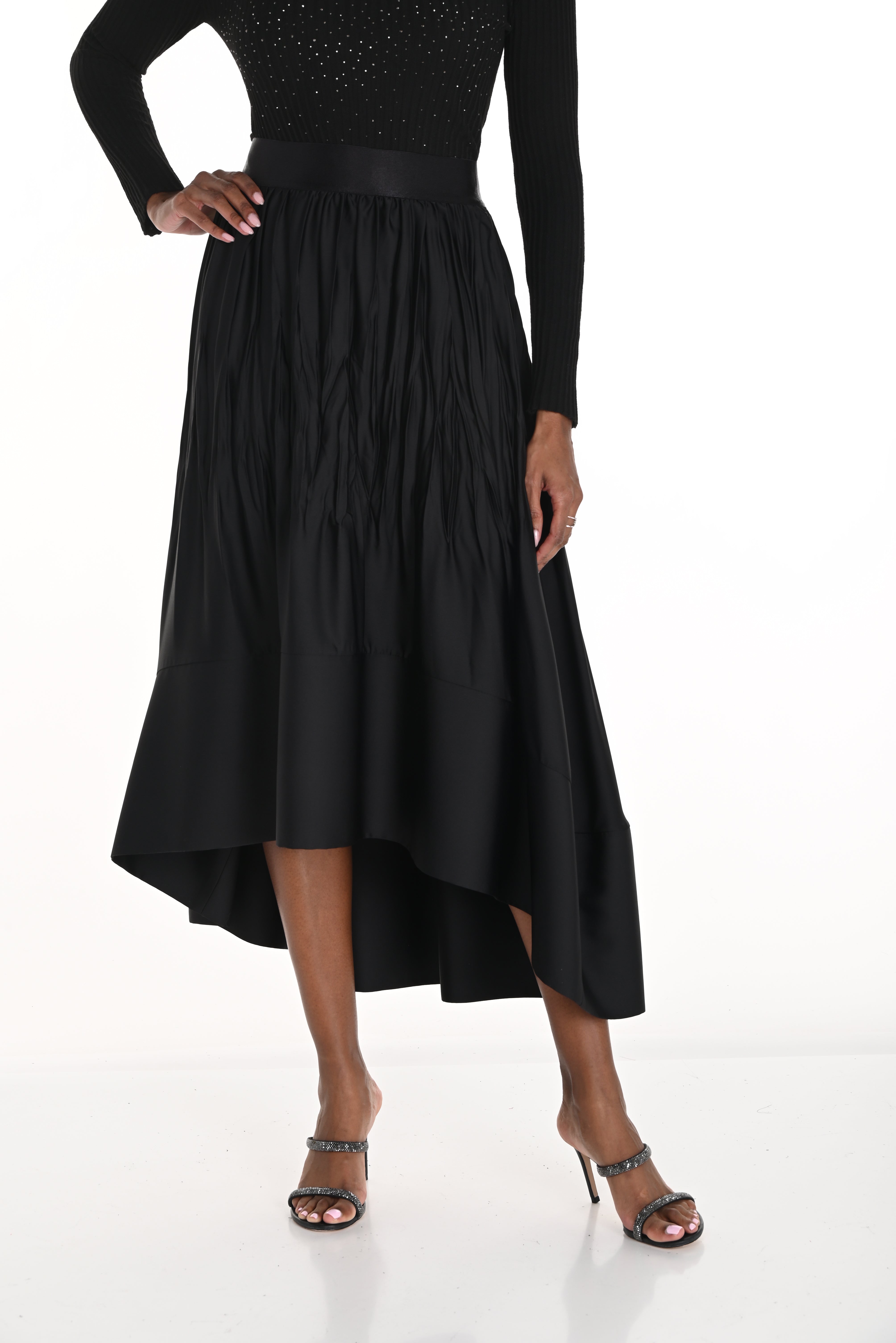 High-Low Crinkle Skirt by Frank Lyman