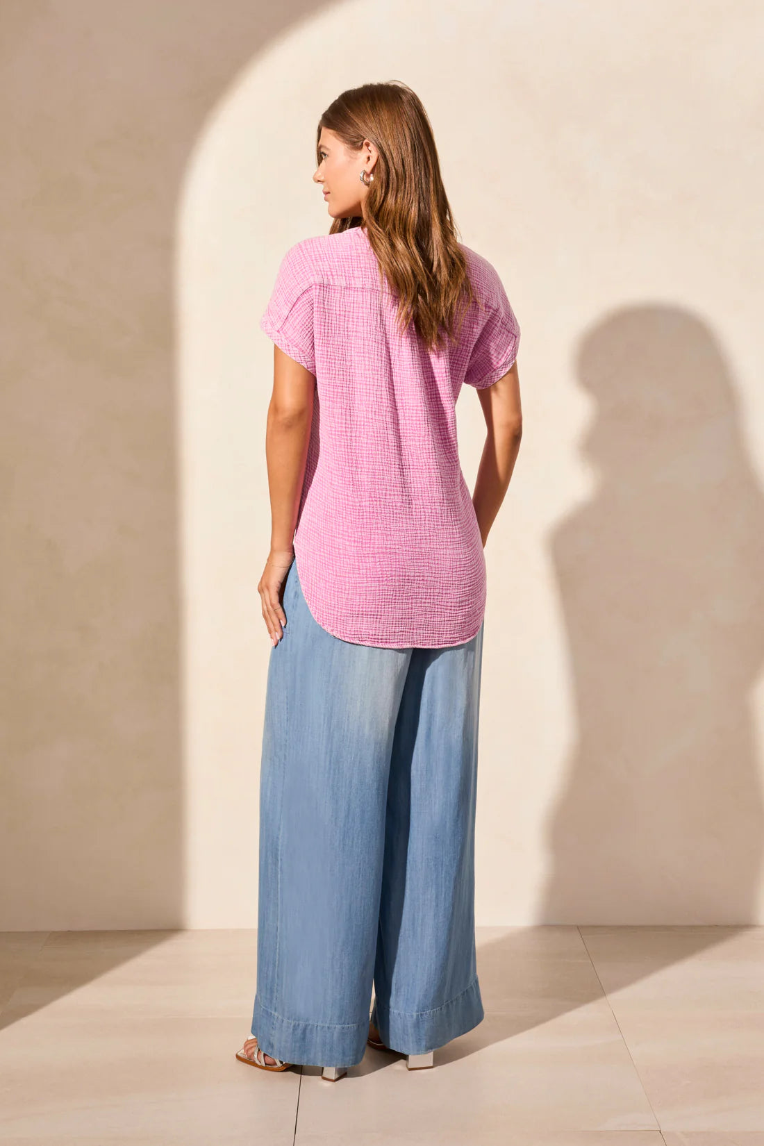 Vintage Wash Cotton Gauze Cap Sleeve Top by Tribal