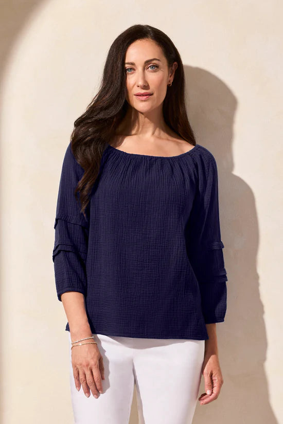 Cotton Gauze Convertible Off-Shoulder Top by Tribal