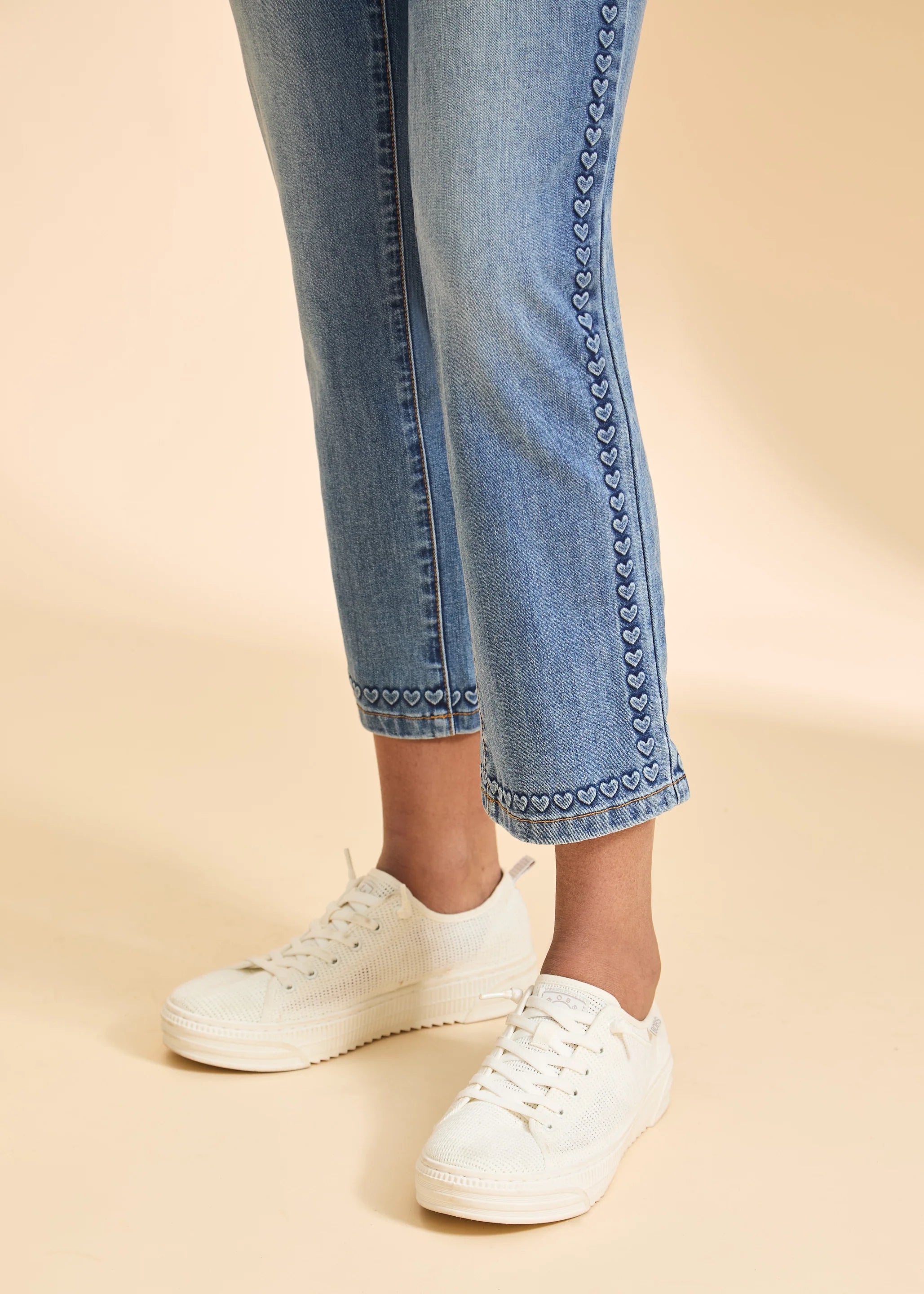 Olivia Straight Crop Denim with Hearts by FDJ