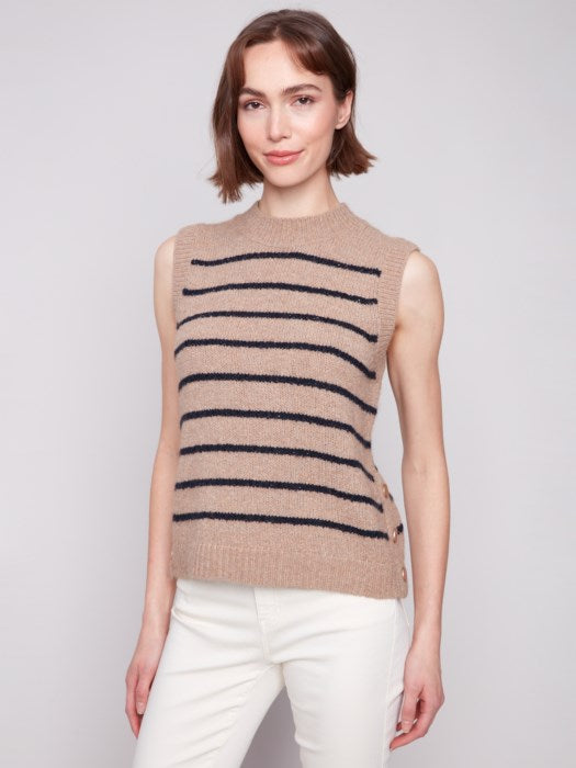 V-Neck Striped Sweater Vest by Charlie B