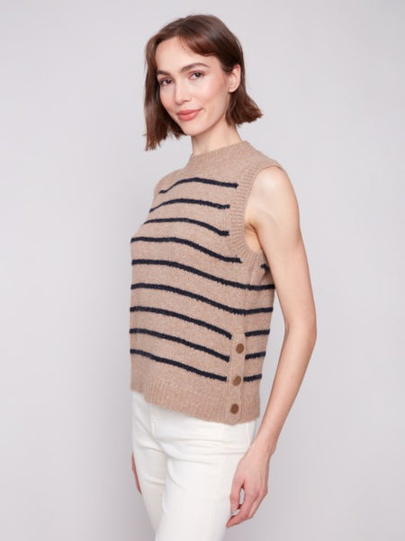 V-Neck Striped Sweater Vest by Charlie B