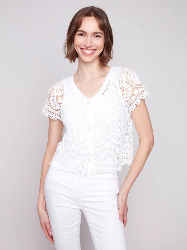 Short Sleeve Crochet Bolero Cardigan by Charlie B