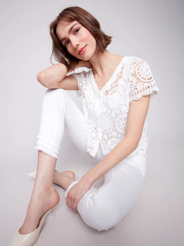 Short Sleeve Crochet Bolero Cardigan by Charlie B