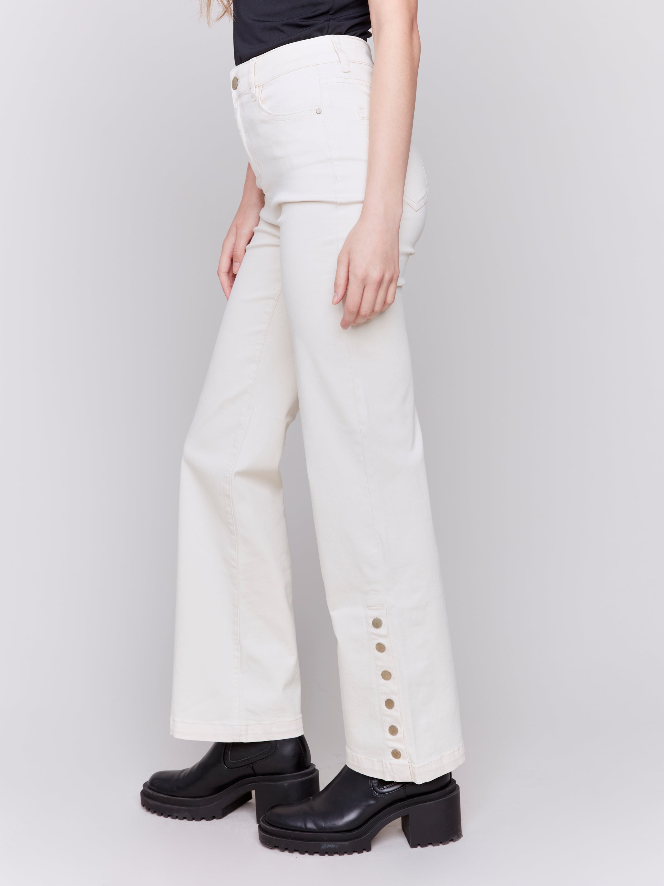 Flare Twill Pant with Button Details by Charlie B