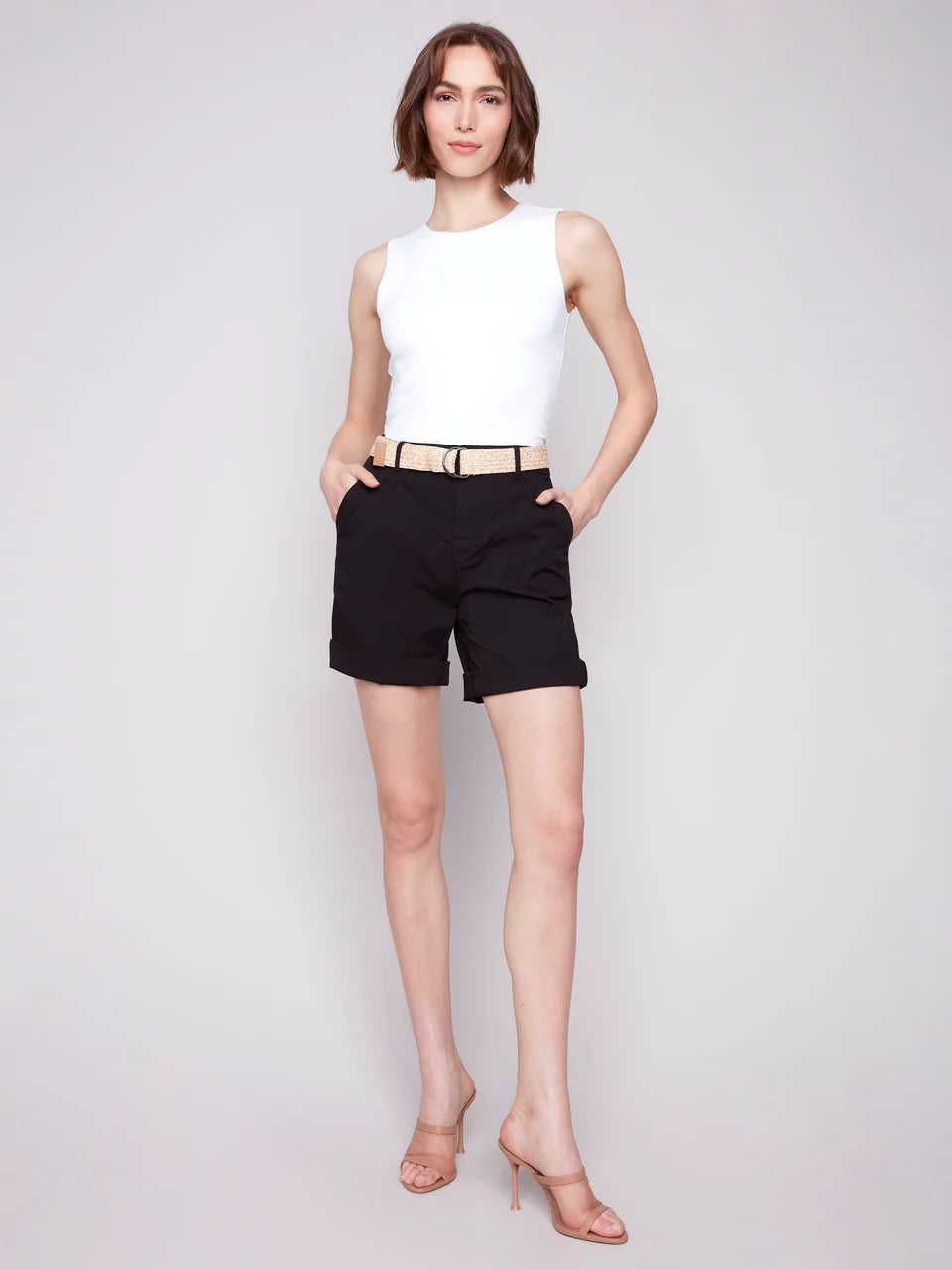 Cuffed Shorts with Belt by Charlie B