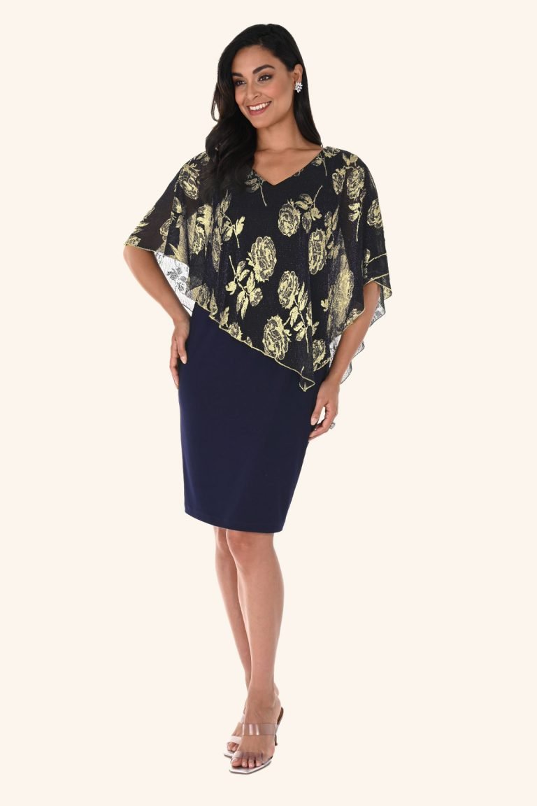 Sheath Special Occasion Dress with Foil Print Overlay by Frank Lyman