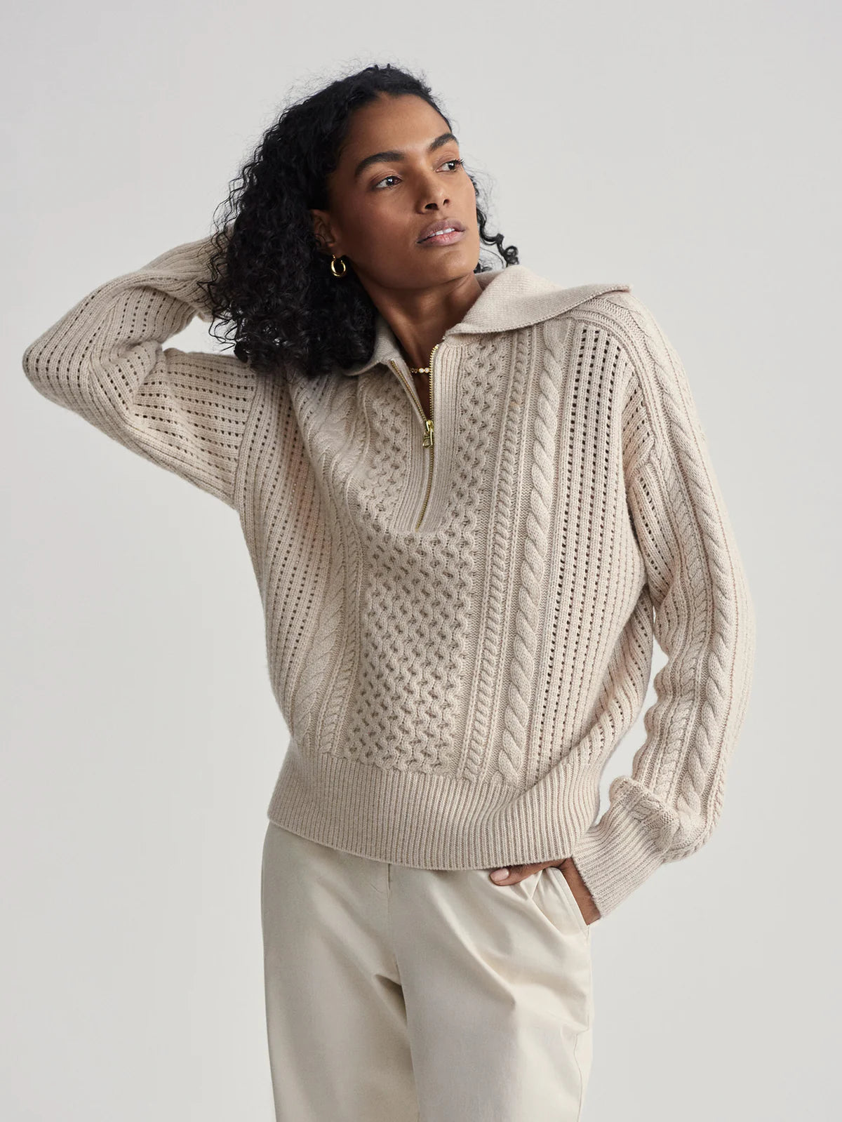 Camello Cable Half Zip Sweater by Varley
