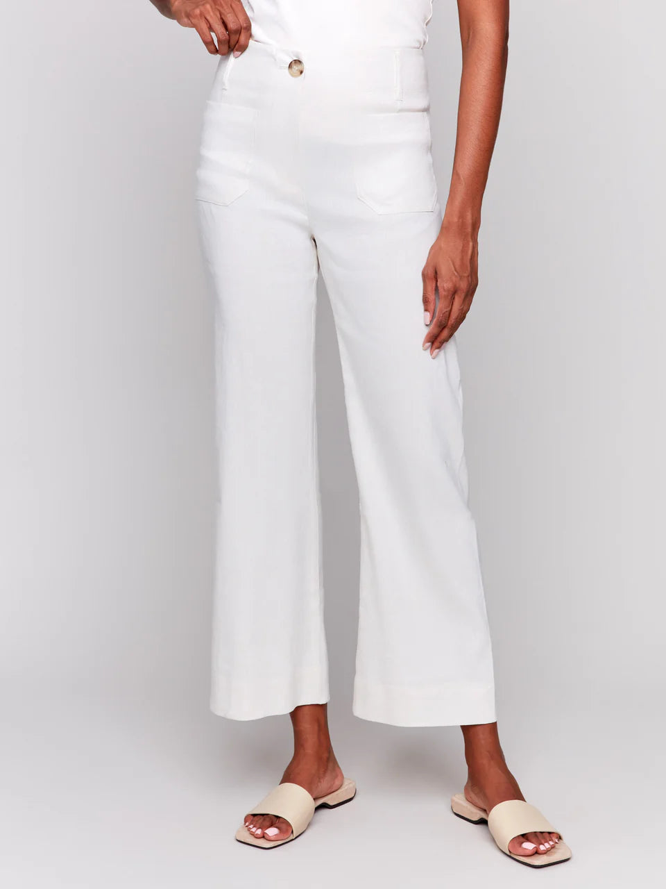 Cropped Linen Blend Pants by Charlie B
