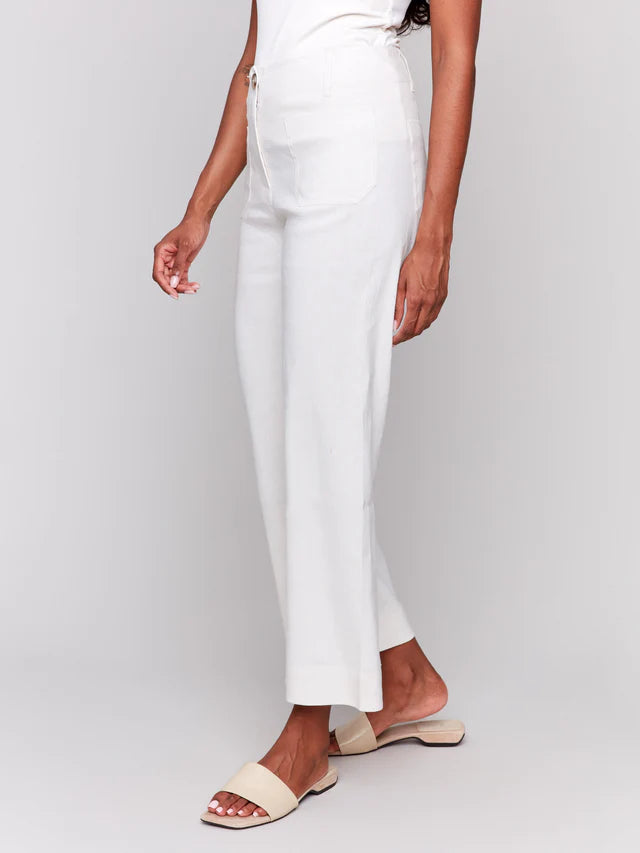 Cropped Linen Blend Pants by Charlie B