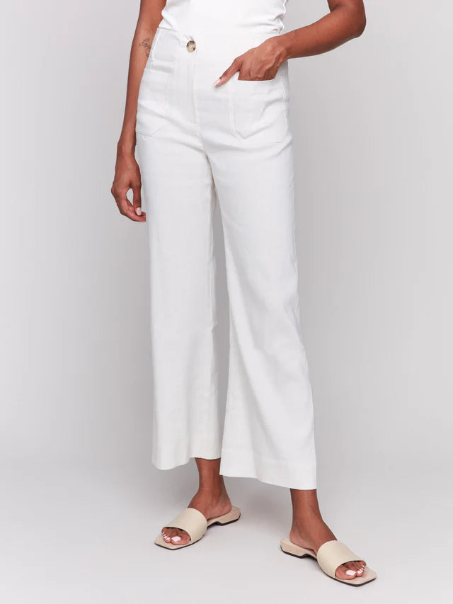 Cropped Linen Blend Pants by Charlie B