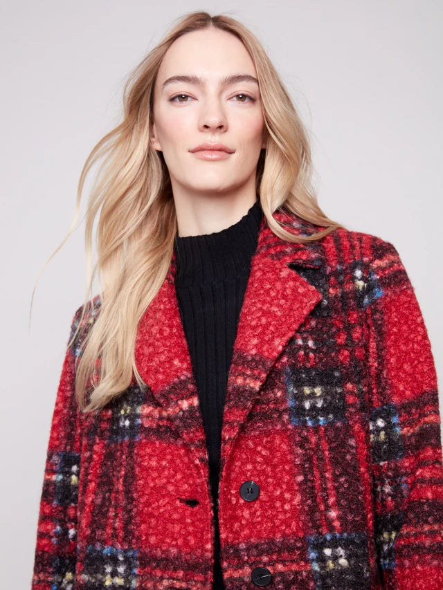 Plaid Bouclé Knit Coat by Charlie B