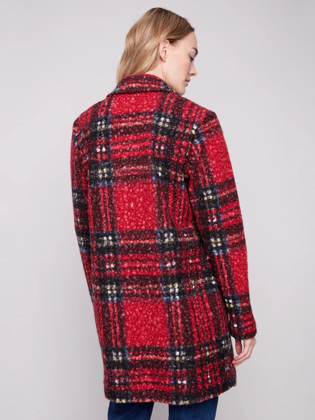 Plaid Bouclé Knit Coat by Charlie B