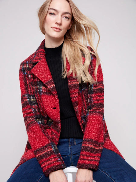 Plaid Bouclé Knit Coat by Charlie B