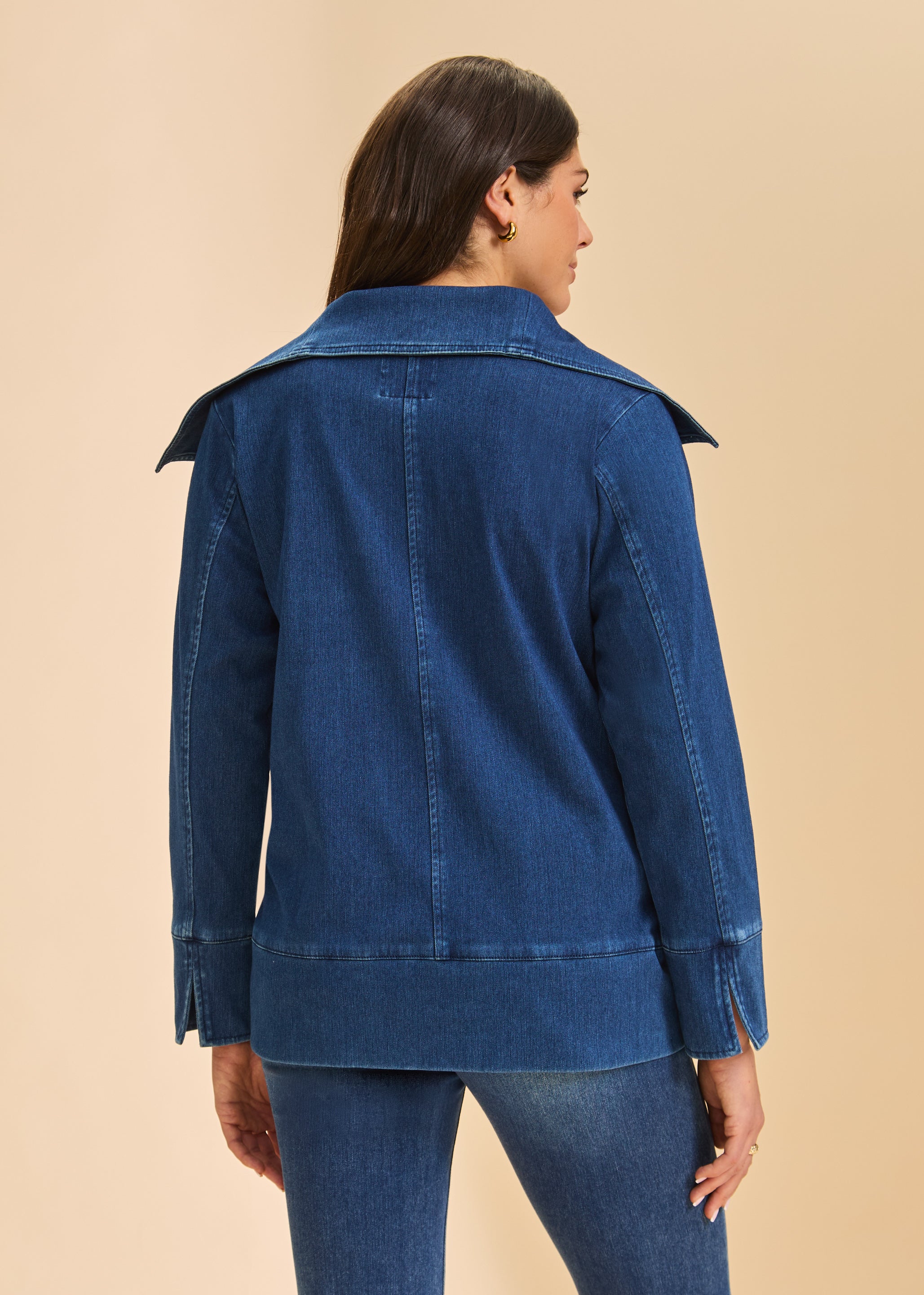Draped Front Jacket in Blue Denim by FDJ