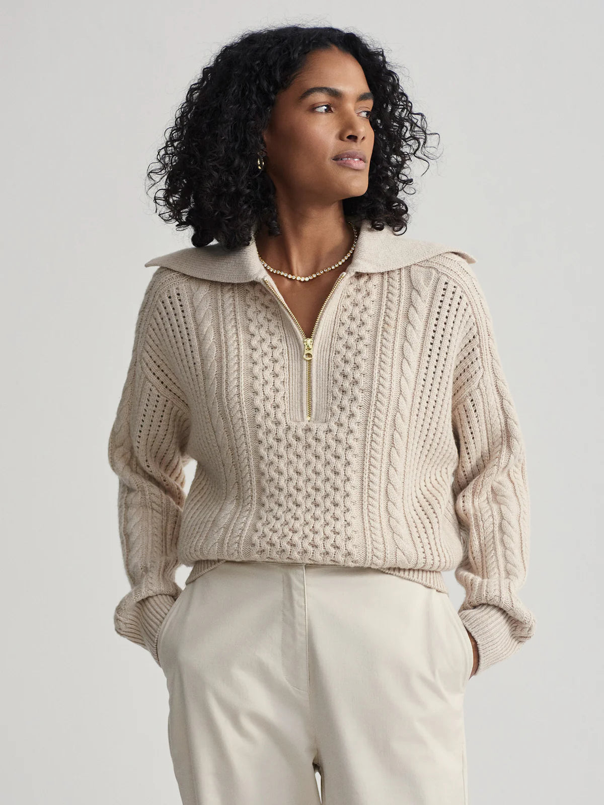 Camello Cable Half Zip Sweater by Varley