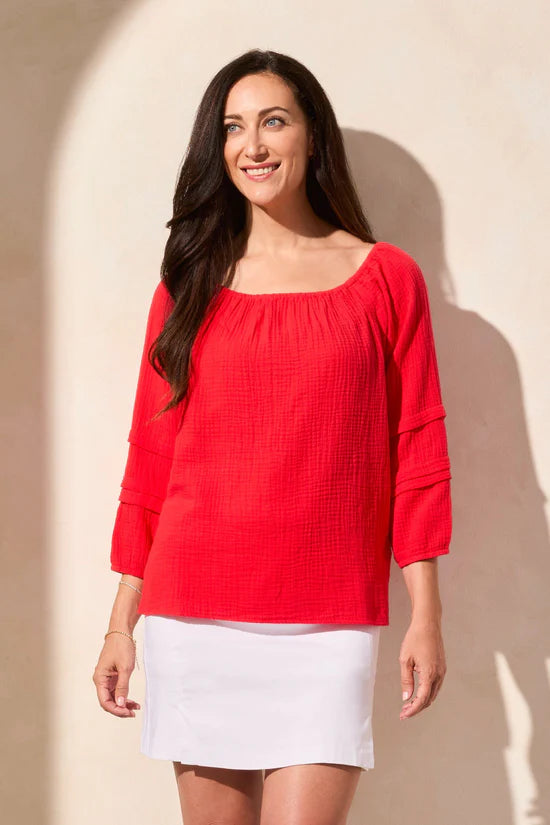 Cotton Gauze Convertible Off-Shoulder Top by Tribal