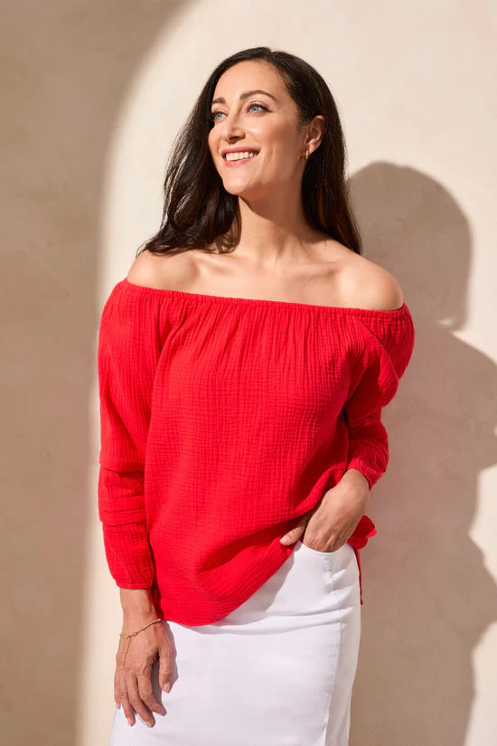 Cotton Gauze Convertible Off-Shoulder Top by Tribal