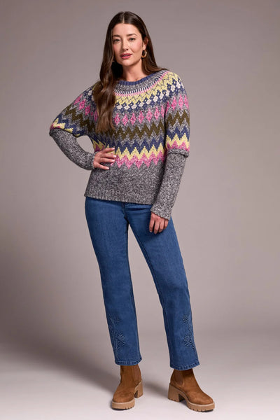 Intarsia Ribbed Long Sleeve Sweater by Tribal