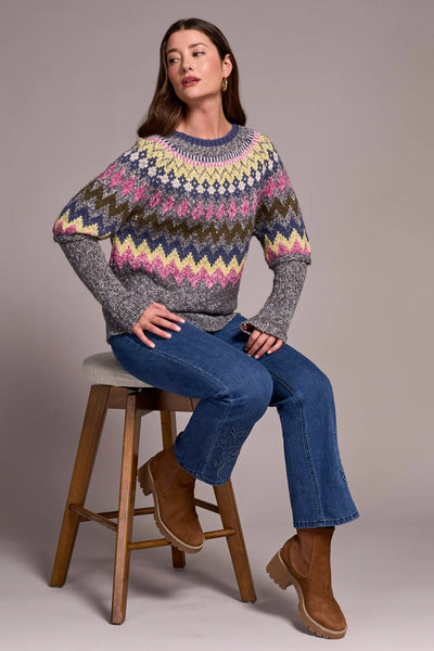 Intarsia Ribbed Long Sleeve Sweater by Tribal