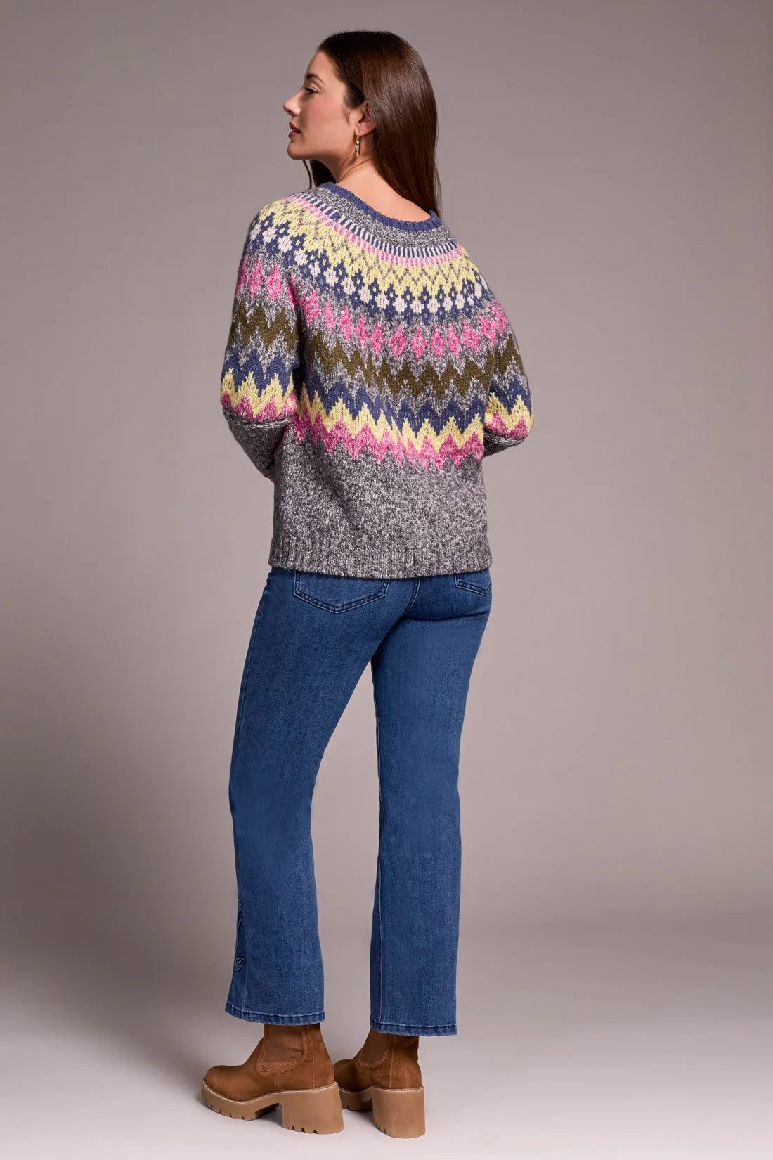 Intarsia Ribbed Long Sleeve Sweater by Tribal