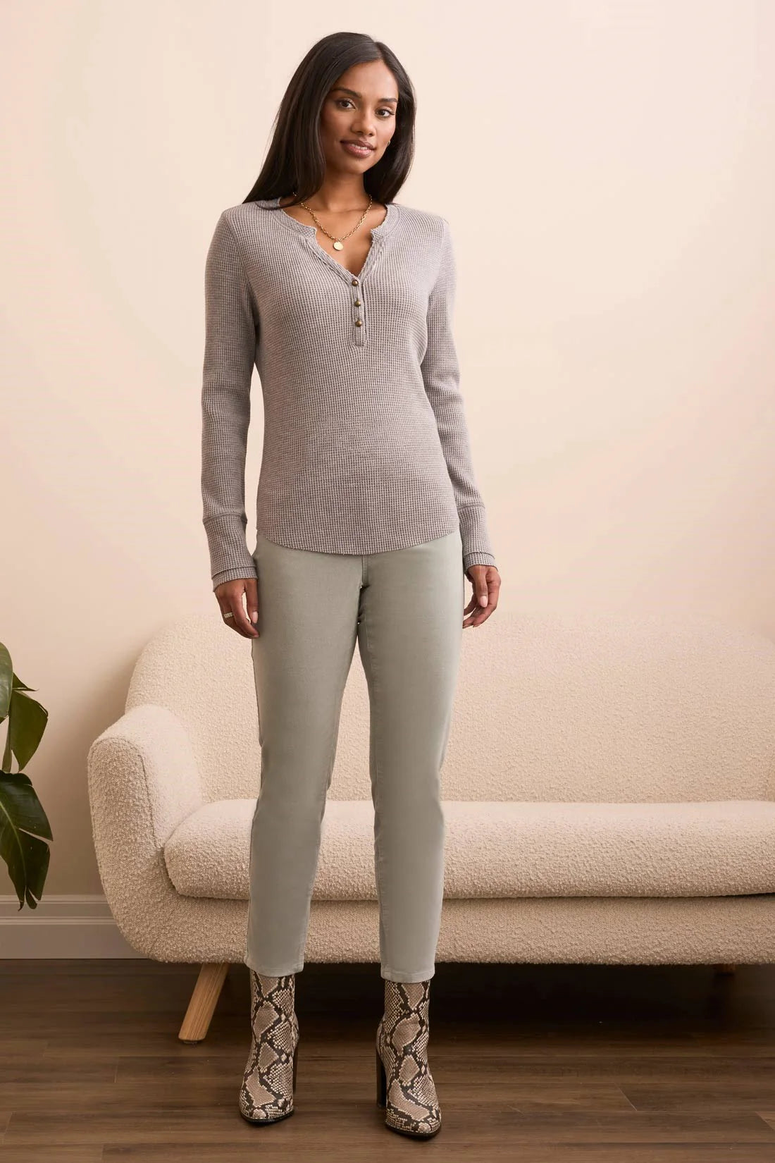 Micro Cord Audrey Pull-On Slim Ankle Pants by Tribal