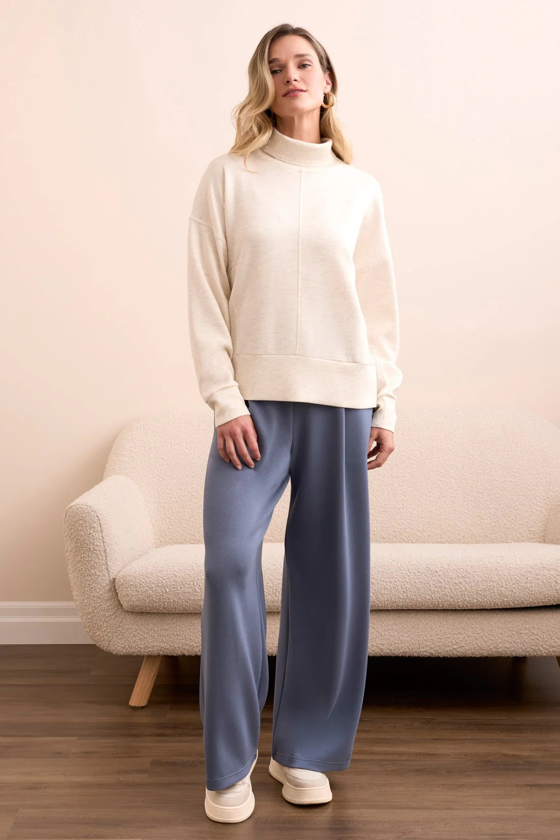 Techno Lux Drop Shoulder Funnel Neck Knit Top by Tribal