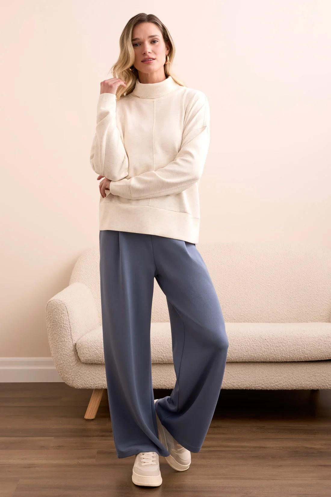 Techno Lux Drop Shoulder Funnel Neck Knit Top by Tribal