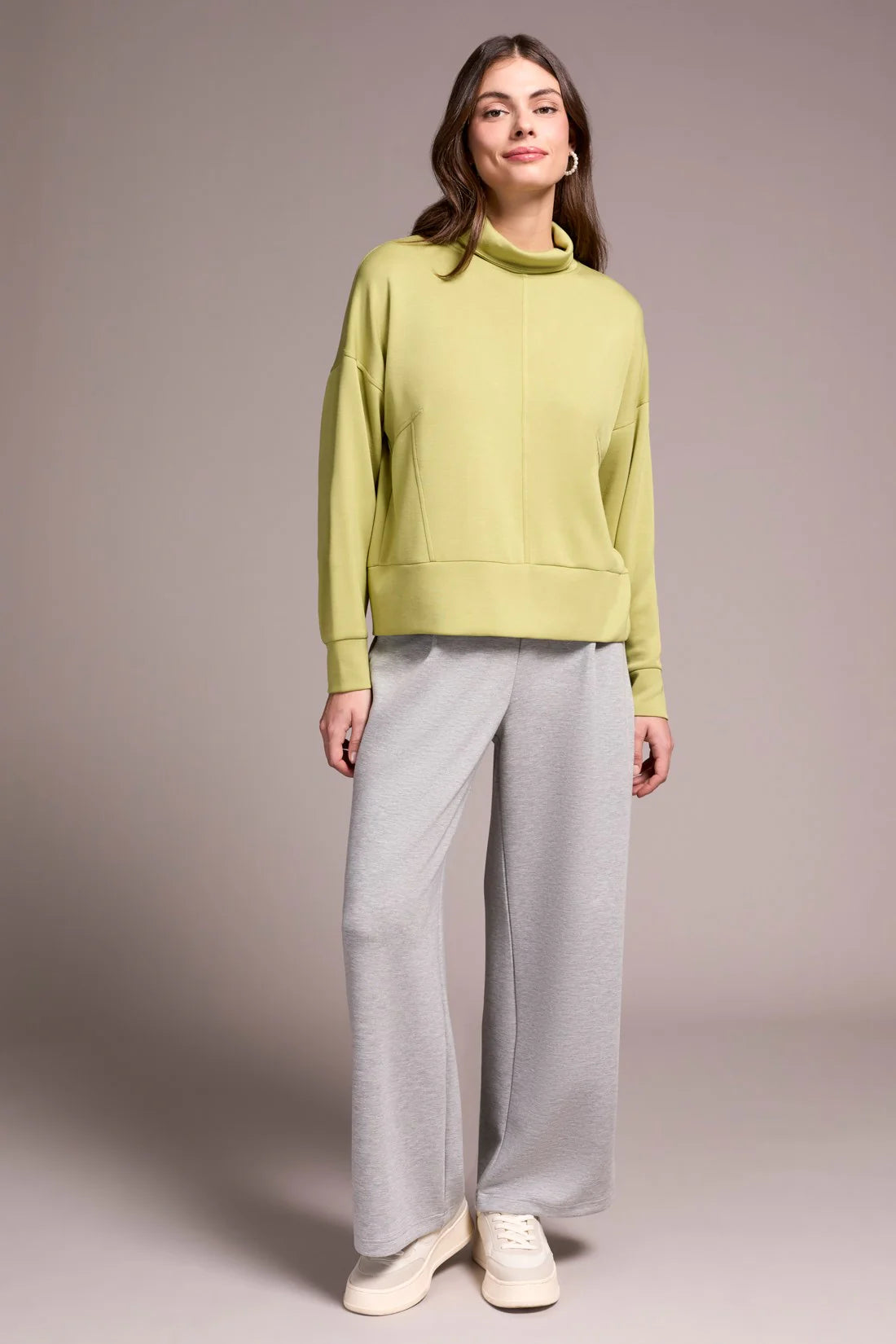 Techno Lux Drop Shoulder Funnel Neck Knit Top by Tribal