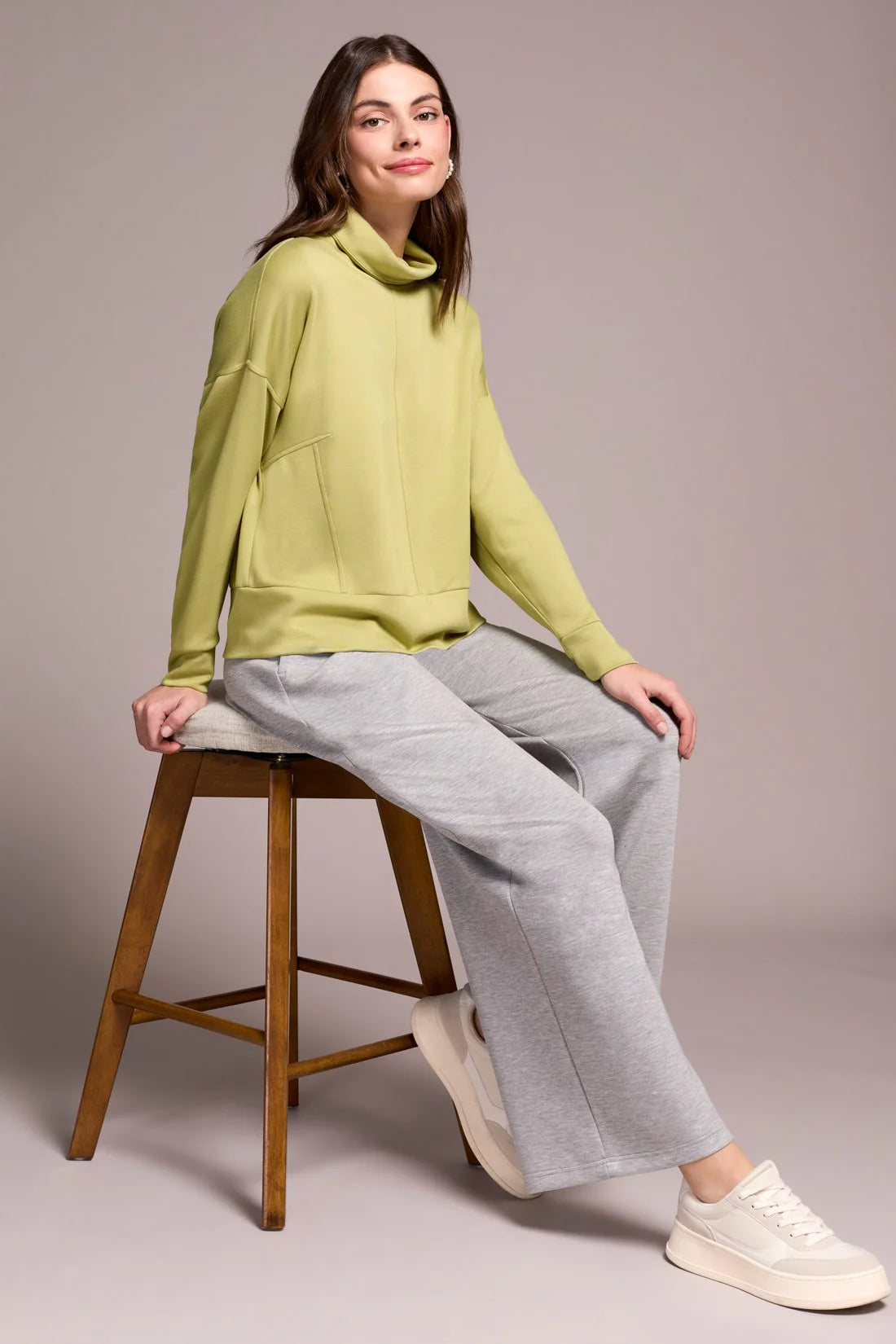 Techno Lux Drop Shoulder Funnel Neck Knit Top by Tribal