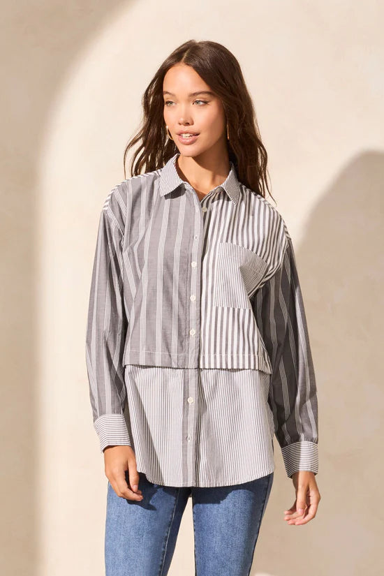 Two-In-One Button-Front Shirt With Removable Fooler by Tribal
