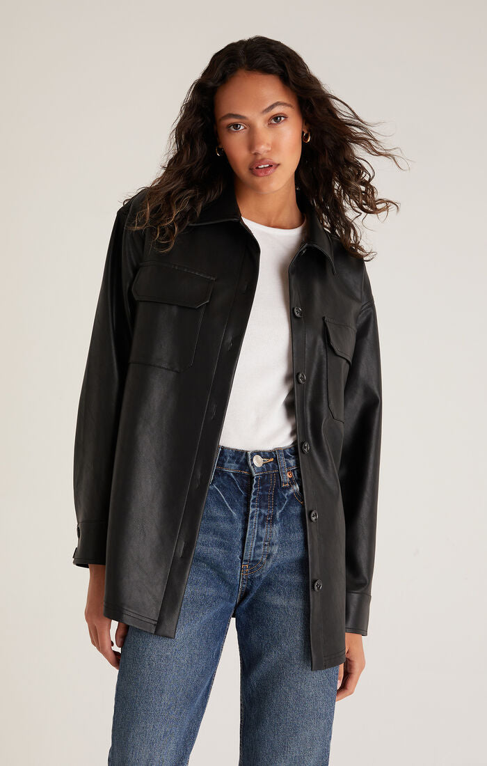 Evelyn Faux Leather Shacket by Z Supply