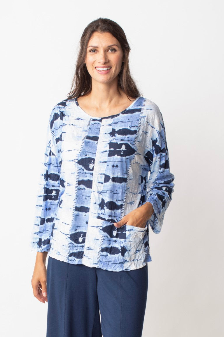 Tissue Crinkle Easy Pullover Top by LIV
