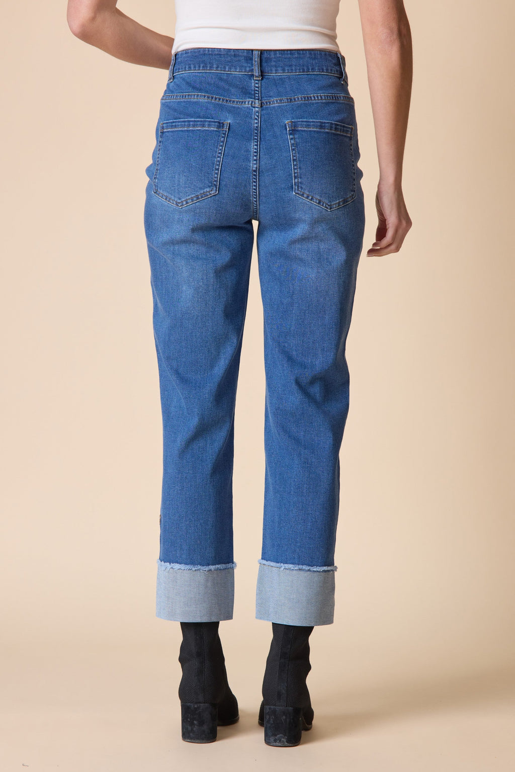 Stretch Denim Embroidered Cuffed Jeans by Habitat