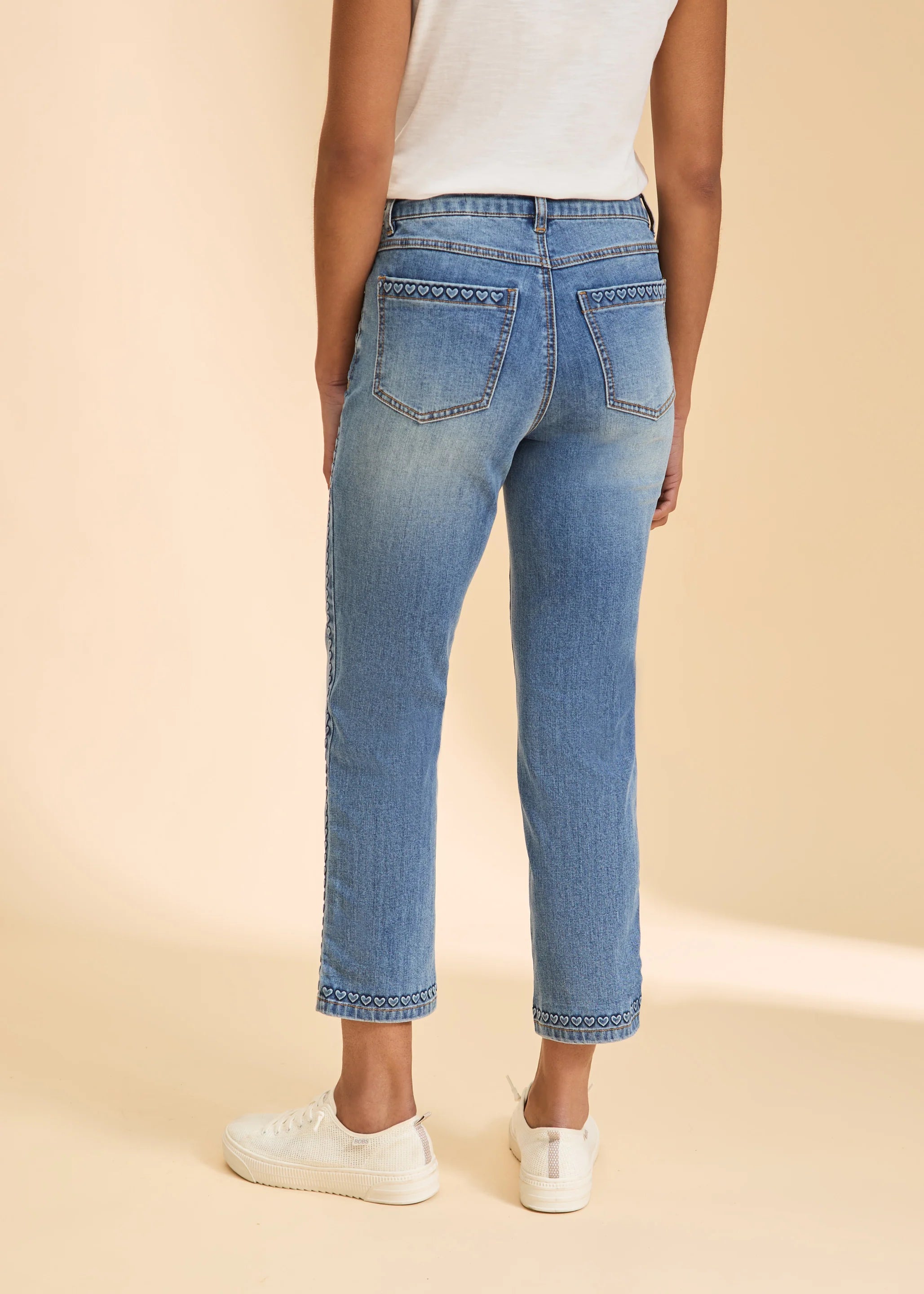 Olivia Straight Crop Denim with Hearts by FDJ