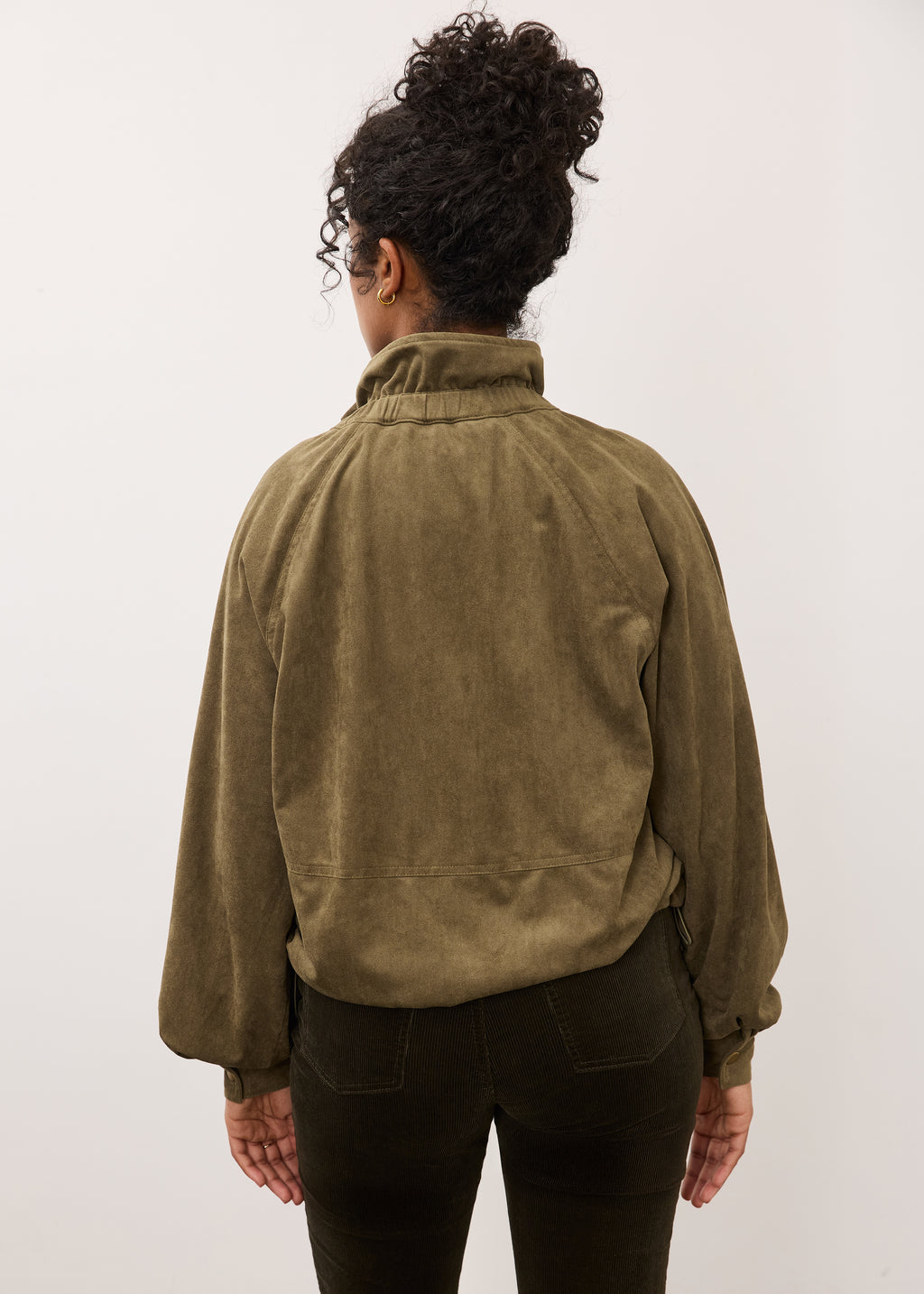 FDJ Faux Suede Cinched Hem Bomber Jacket