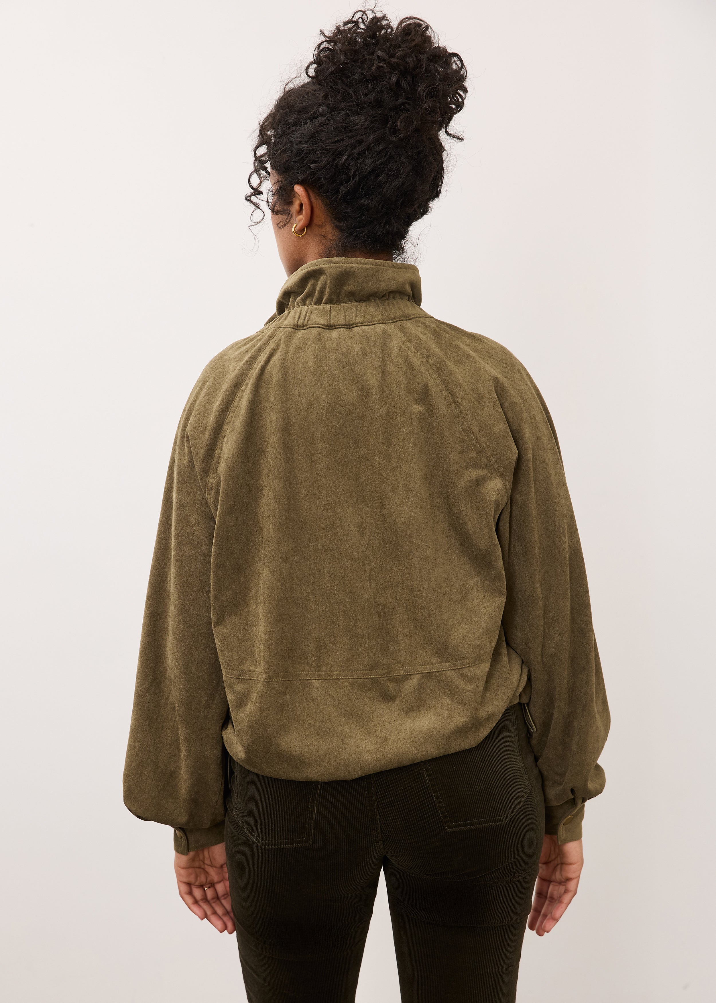 FDJ Faux Suede Cinched Hem Bomber Jacket