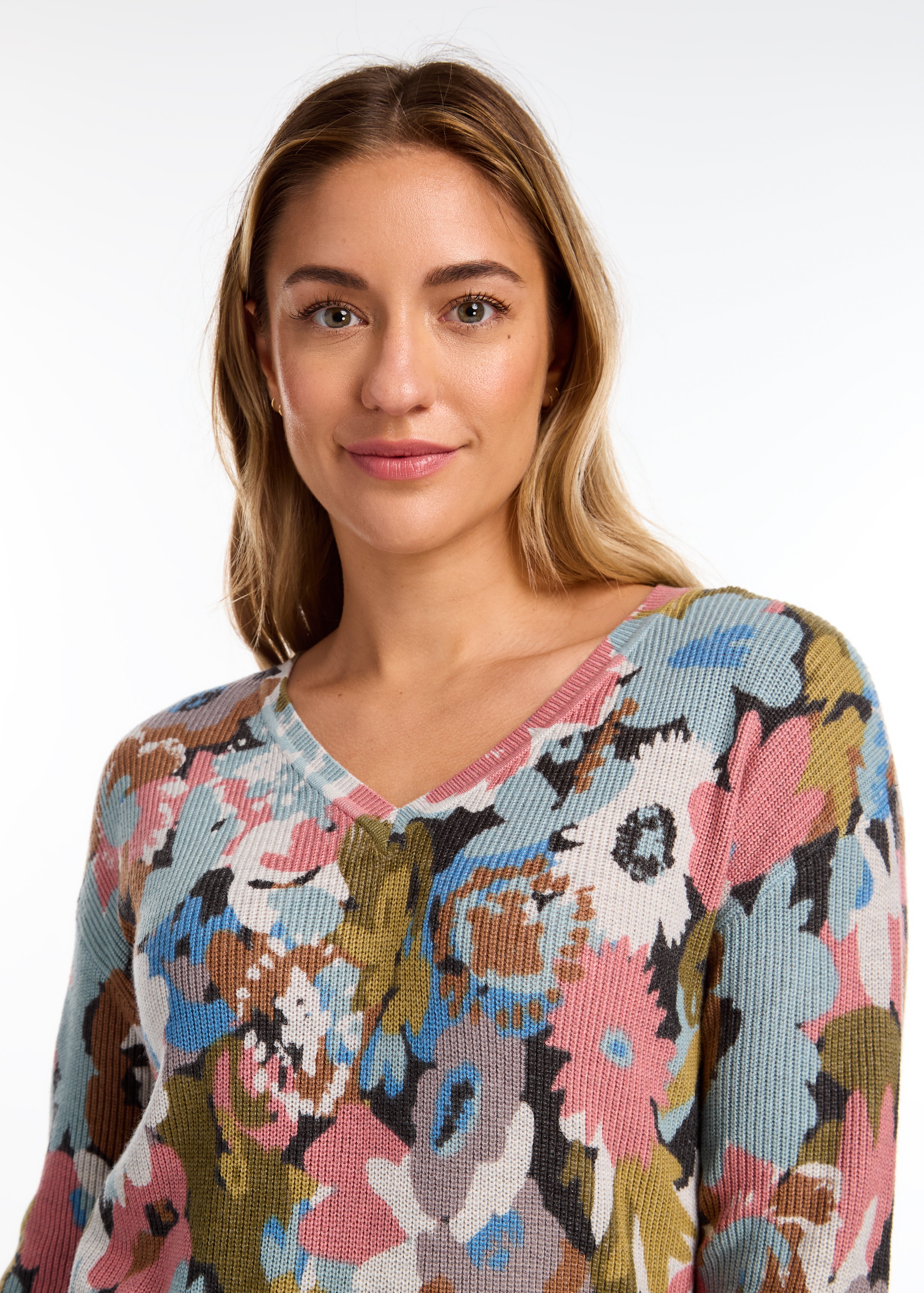 Fall Floral V-Neck Sweater by FDJ