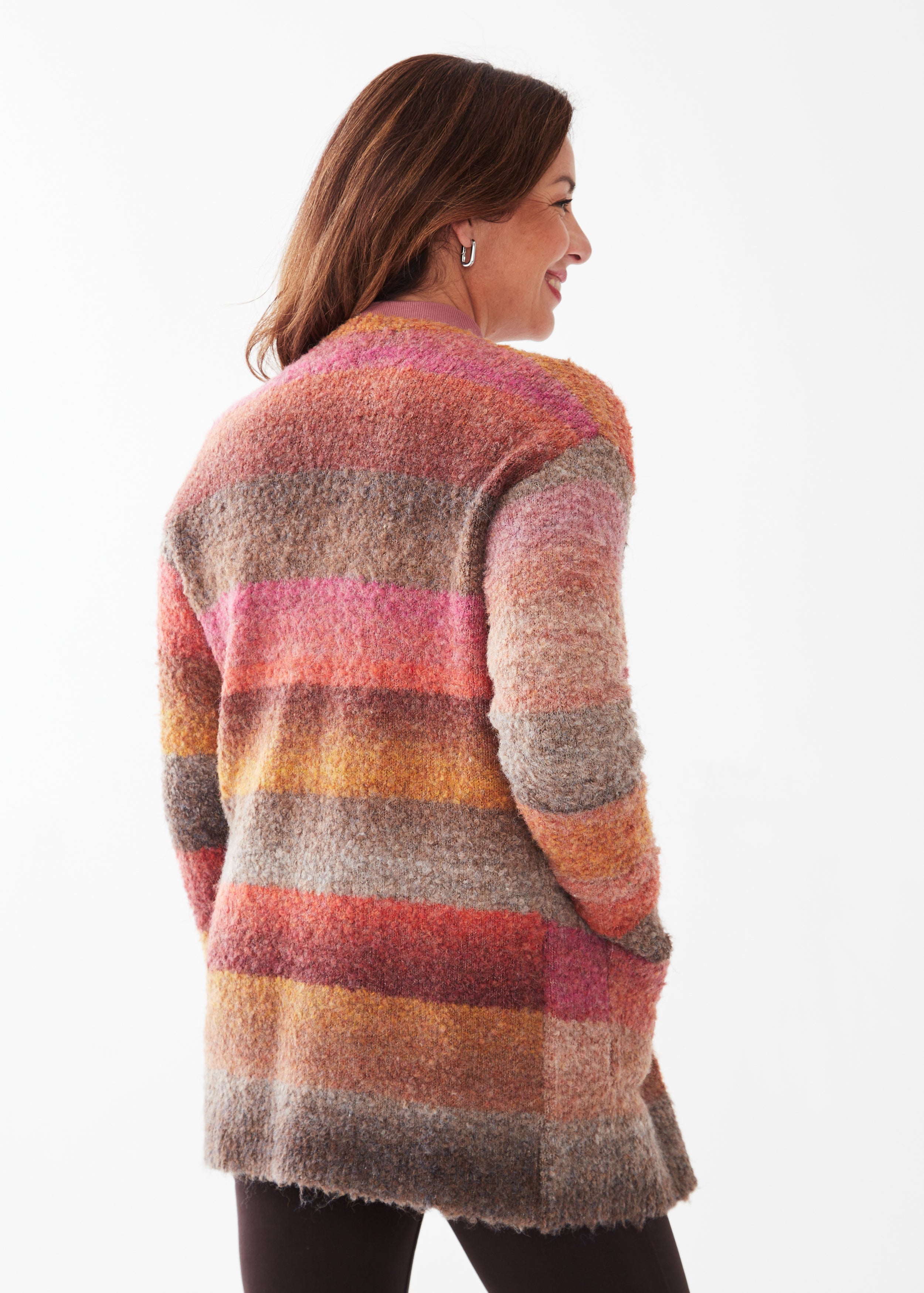 Boucle Space Dye Long Cardigan Sweater by FDJ