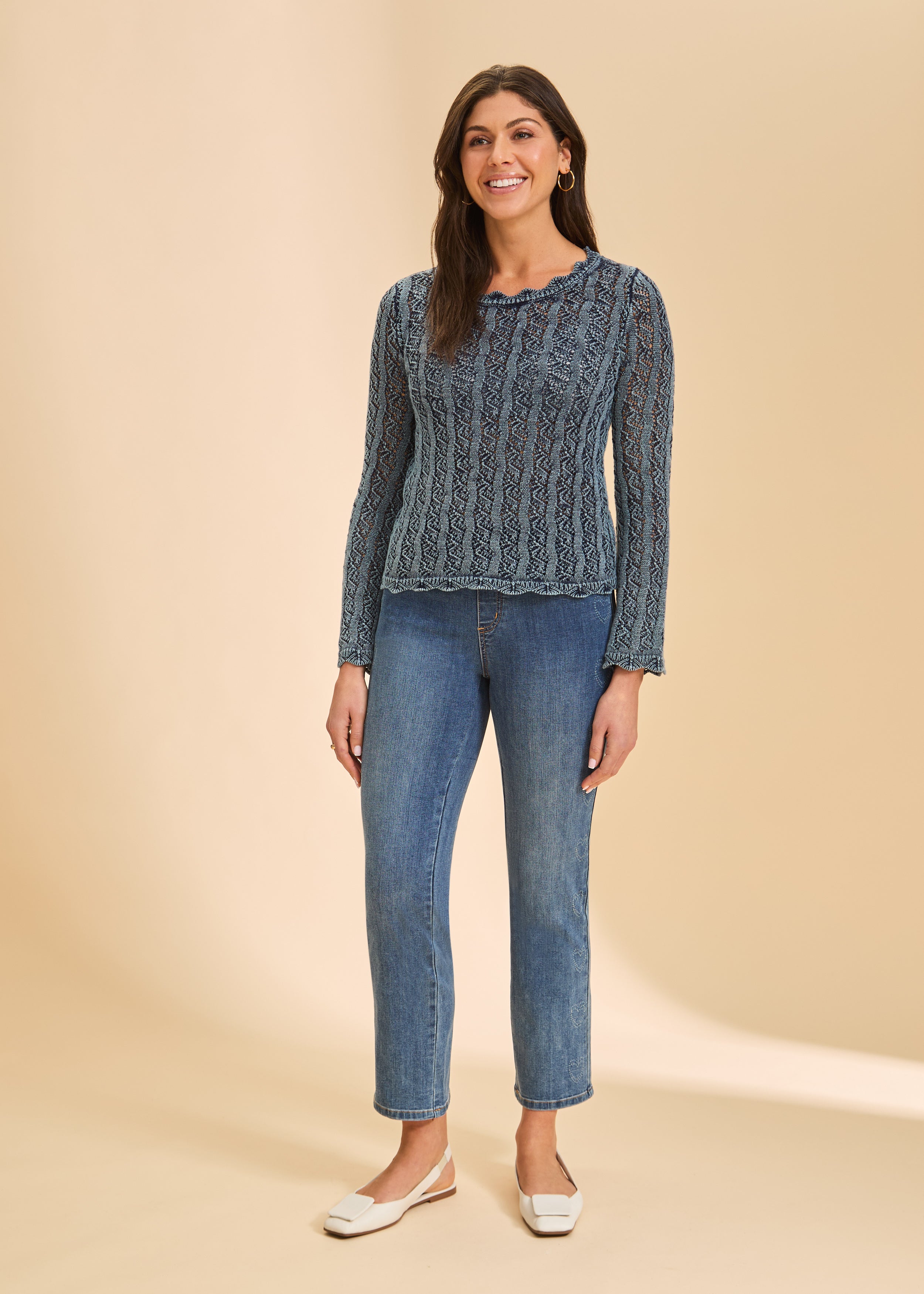 Garment Dyed Cable Sweater by FDJ