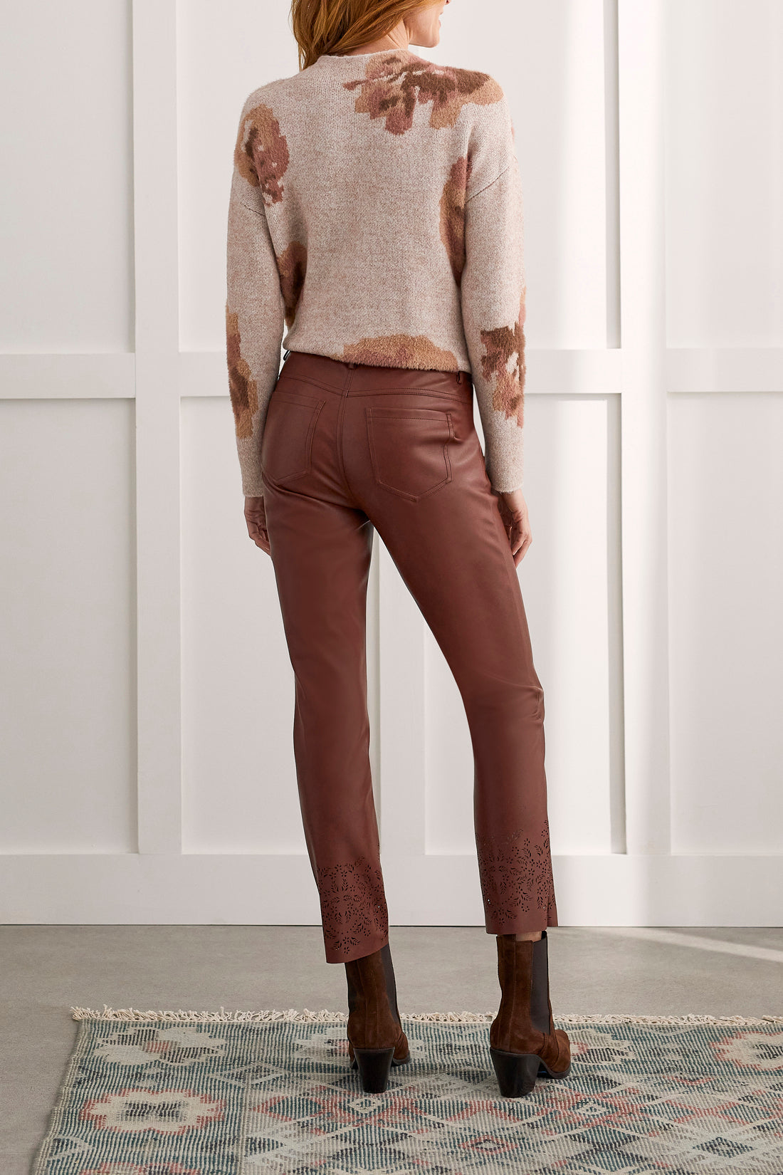 Faux Leather Pant with Laser Cut Hem by Tribal