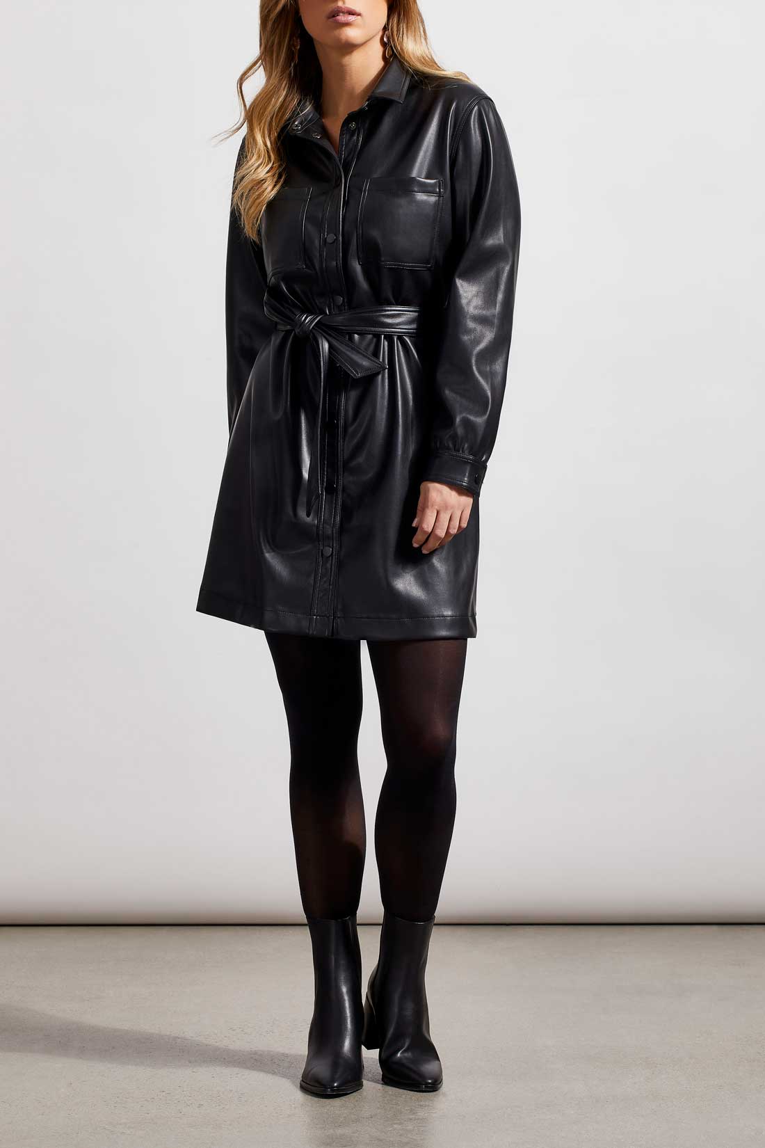 Faux Leather Shirt Dress by Tribal