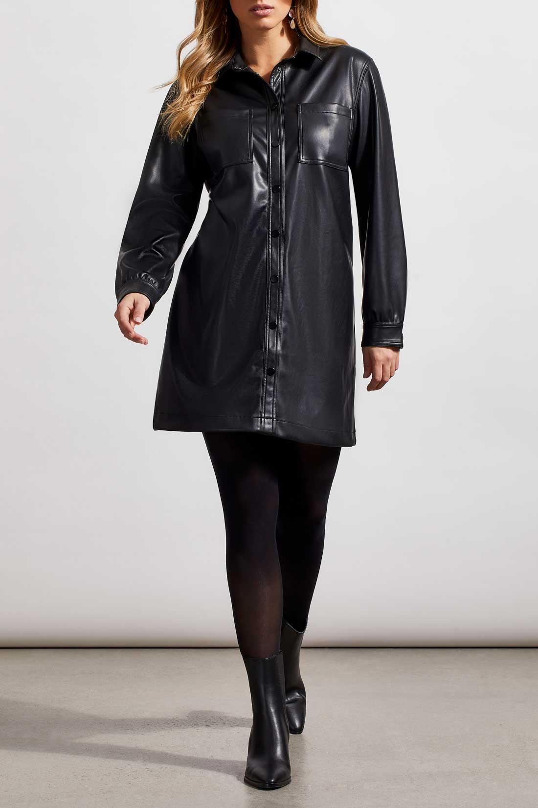 Faux Leather Shirt Dress by Tribal