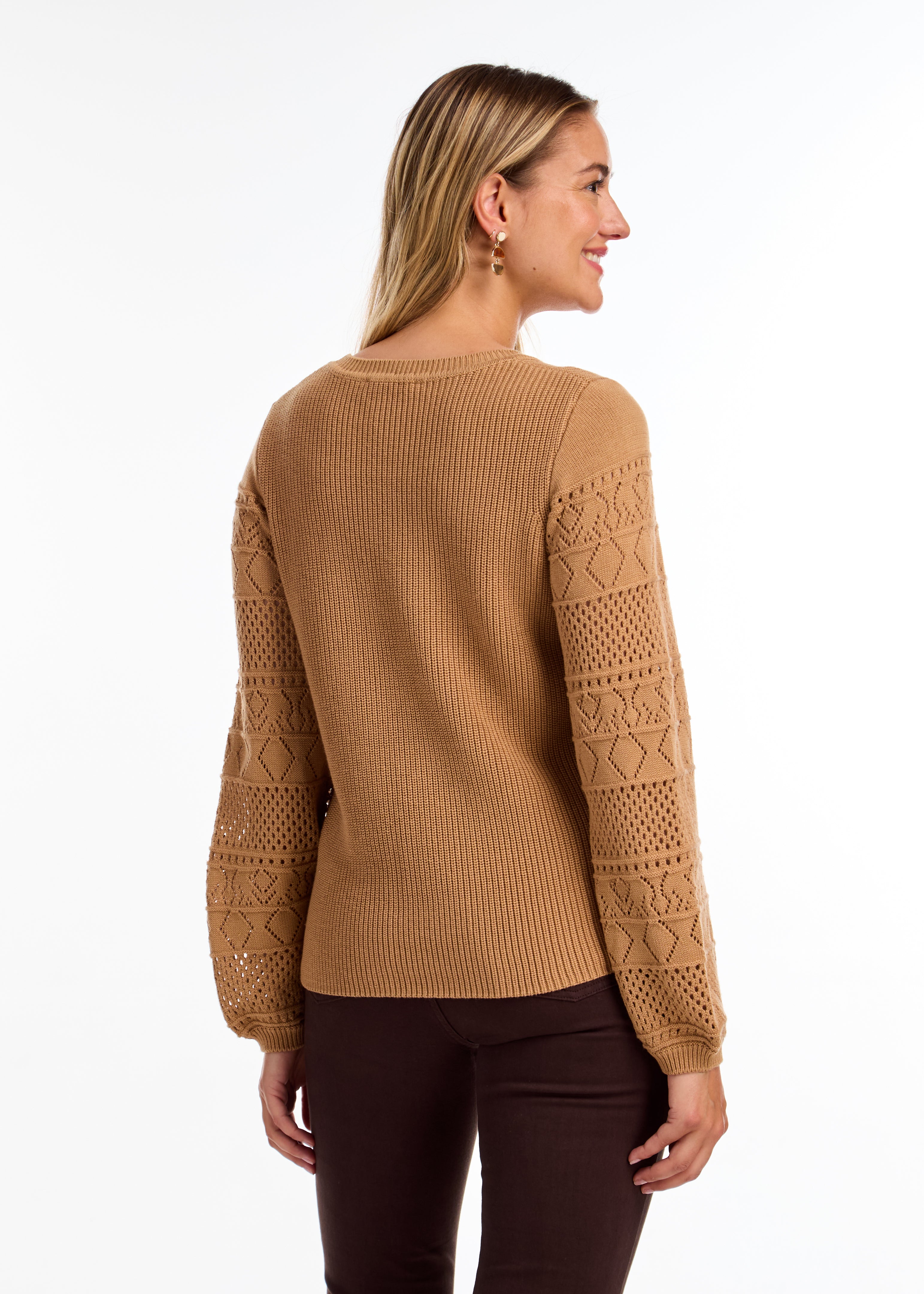 Crewneck Sweater with Crochet Sleeves by FDJ