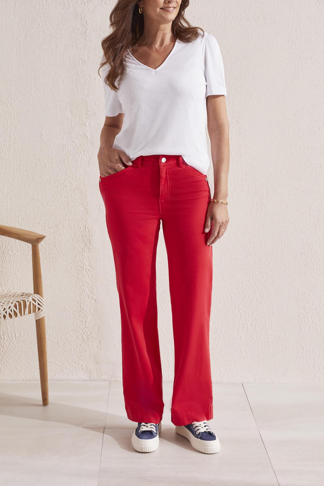 Poppy Red Micro Flare Jeans by Tribal